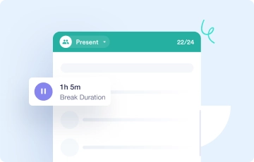 Clock-in and break time measurement interface in Crewlix time tracking software