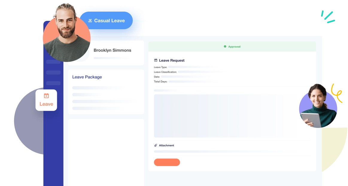 Streamlined leave request approval workflow showing approved and rejected status