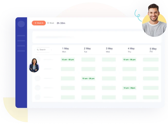 Centralized weekly shift overview showing all team rotas, departments, and working hours