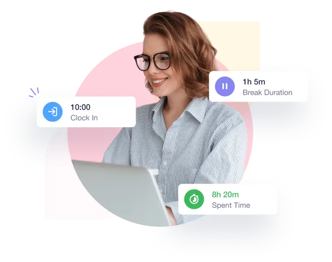 Employee clocking in and tracking break duration on Crewlix time management system