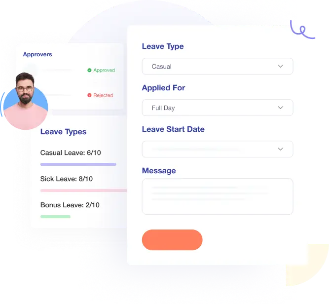 Employee submitting a leave application with leave balance summary on mobile view