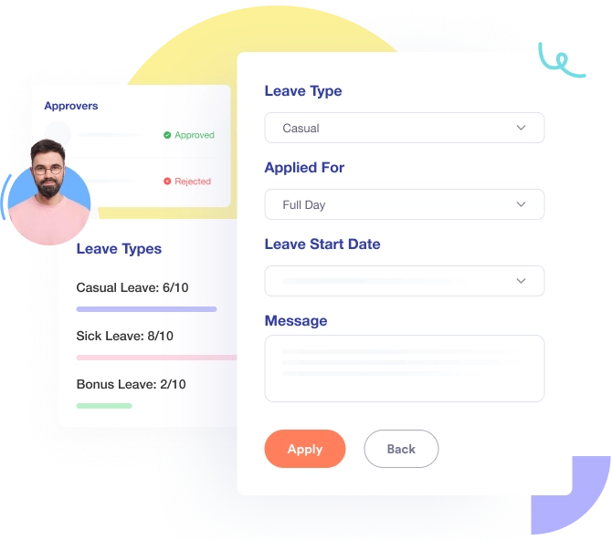 Online leave request form and leave balance dashboard in Crewlix HR software