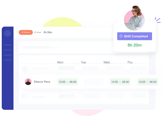 Crewlix shift scheduling board showing completed shifts and weekly employee rotas