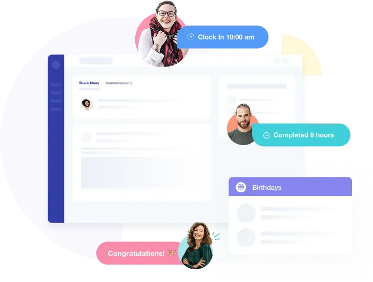 All-in-one Crewlix HR platform interface displaying shift schedules, attendance, and employee birthdays