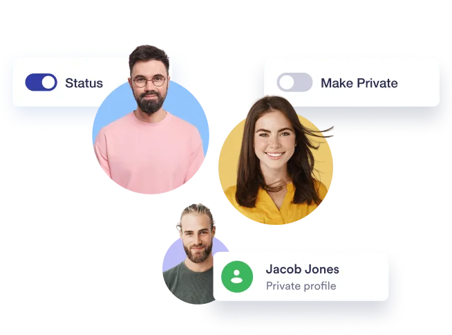 Employee profile privacy controls showing option to toggle private profile or disable access