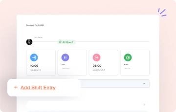 Adding manual shift entries and timesheet logs for individual staff members