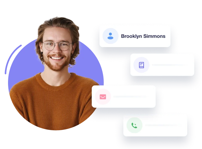 Secure employee profile card with contact information, email, and privacy protection