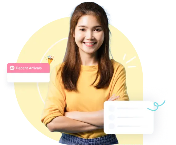 A happy female new hire welcoming orientation process in Crewlix onboarding software